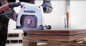 Metabo 9" Cut-Off Saw - action image.