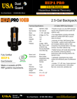 HEPA PRO, Backpack Vacuum.