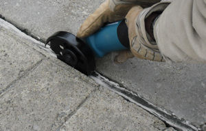 Joint sealant cutout using the Sealant Cutter.