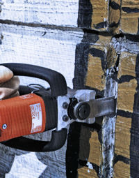 Oscillating blade removing joint sealant (3).