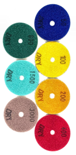 Premium Polishing Pads:  3" Metal & Resins ~ Concrete, Granite, Marble, Wet or Dry.