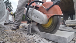 Gas Cut-Off Saw with Dust Guard.