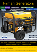 Firman Generators, Price List.