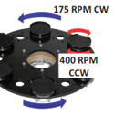 (6) 3" Heads, Counter-Rotating, Spin @ 400 RPM.
