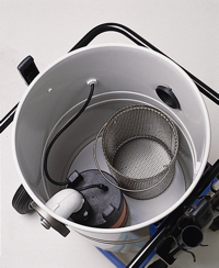 Inside Tank, Stainless Steel Baskets & Sump Pump.